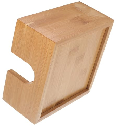 DECOMELODY Servilletero de Bambú para Servilletas de Papel Borde Liso y Fácil Acceso, Soporte Vertical para Caja de Pañuelos en Mesa de Comedor Color Caqui