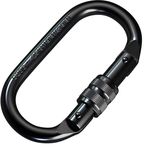 SHYYOULQE Mosquetón ovalado de escalada con cierre de puerta de tornillo, mosquetón de resorte, hebilla de gancho para aparejos, cuerda de montañismo