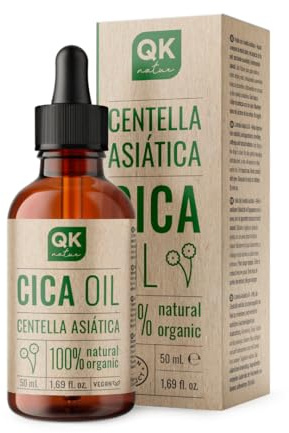 QKnatur - Olio di Centella Asiatica - Riparatore naturale per la pelle - Elasticità, morbidezza e luminosità per viso e corpo | 50 ml