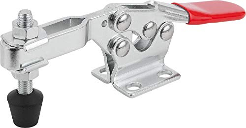 KIPP Schnellspanner horizontal mit waagrechtem Fuß - M8x63 - Kniehebelspanner für Werkbänke, Maschinenbetrieb und Schweißarbeiten - Anti Rutsch Klemmspanner - L=173mm - 1 Stück