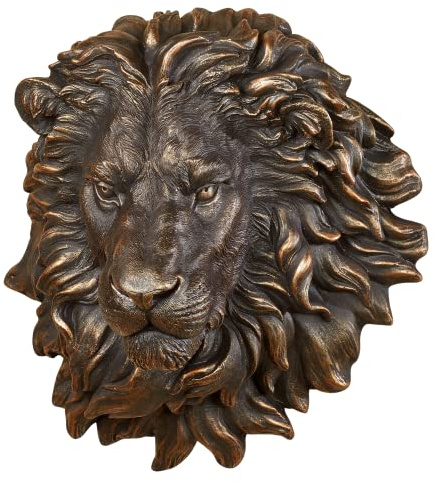 Touch of Class Power and Presence Lion Head Wall Sculpture Bronze, Gold Accenting, Made of Polystone, Measures 17 Inches in Width, 10 1/2 Inches in Diameter and 18 1/2 Inches in Height, Weighs 12lb