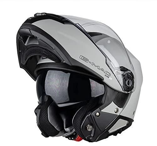 G-MAC Glide Evo Flip Front Motorcycle Helmet (L, Satin Cool Grey)