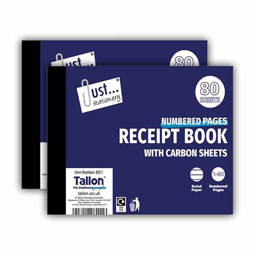 JMS we create smile [Set of 2] Professional Half Size Receipt Books 80 Page Invoice Pads with Carbon Sheet
