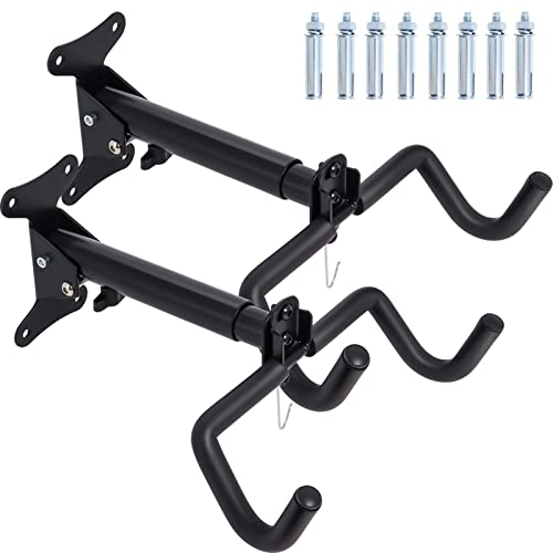 Soporte de Pared para Bicicleta, Soporte de Pared Plegable para Bicicleta de Carretera, Bicicleta de Montaña y Bicicleta Híbrida, Colgador Bicicleta Pared para Garajes y Hogares Poweka (2 Piezas)