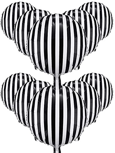 Ballon aluminium 12 pcs décorations d'anniversaire ballon rayé noir et blanc ballons en aluminium à l'hélium pour fête d'anniversaire cérémonies de douche de bébé décoration de fête de vacances