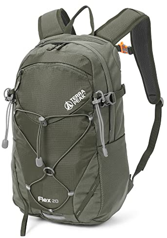 Terra Peak® Premium Wanderrucksack 20L (FLEX 20) Damen Herren Erwachsene klein olivegrün - Trekking-Rucksack wasserdicht - Daypack Rucksack & Reise-Tagesrucksack Hüftgurt & Rückenbelüftung zum Wandern