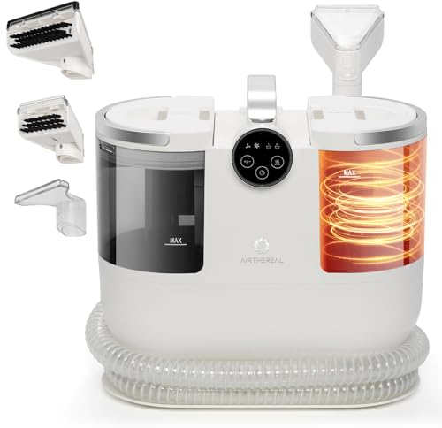 Airthereal Macchina per la pulizia dei tappeti, a riscaldamento rapido, portatile, per tappezzeria, con lavaggio a caldo di 60 °C e autopulente, smacchiatore da 14 kpa, detergente profondo per animali