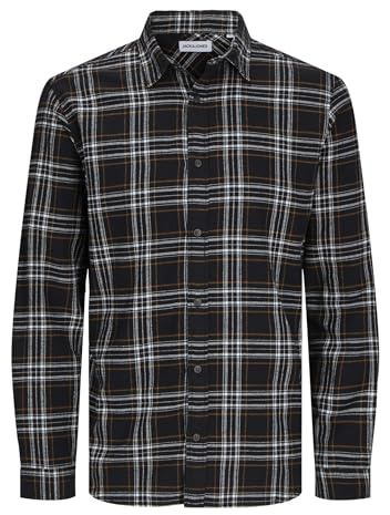 JACK&JONES PLUS Men's Jjjoshua Fall Flannel Shirt Ls Pls Casual Shirt, Black, 4XL