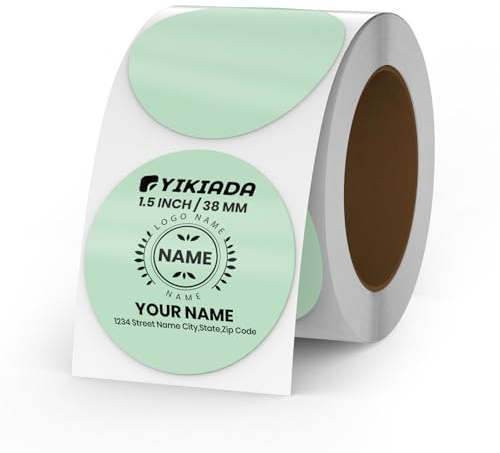 YIKIADA Etiquetas termoadhesivas verdes con puntos de vinilo de 38 mm, autoadhesivas, rollo, etiquetas de dirección impermeables, etiquetas para impresora de logotipo, código de barras, código QR