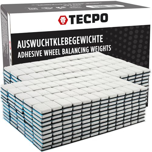 TECPO Lot de 100 poids adhésifs - Poids d'équilibrage de 3 kg - 12 x 5 g - Convient pour les jantes en aluminium et les masses d'équilibrage