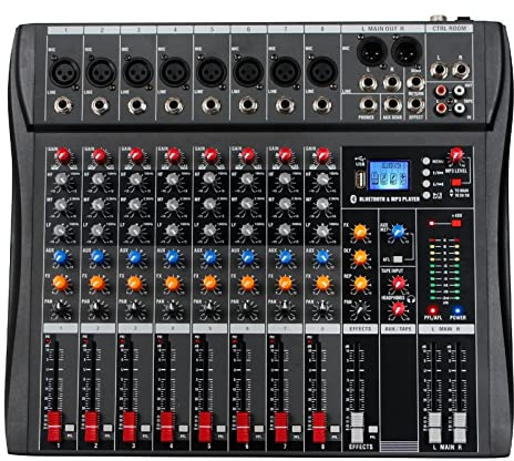 Mezclador de audio, Dj Controlador Mezclador Sonido Mesa De Mezclas Tarjeta Profesional Pc Consolas Digitales Interfaz Consola Pro Equipo 8 Canales Para guitarras, bajos y teclados