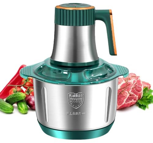 Procesador De Alimentos, Picadora De Carne De Acero Inoxidable De 5 L Y 5 Velocidades, Potente Motor De 500 W, Desmontable, FáCil De Limpiar: Verduras, Cebolla, Ajo Y Carne,Green