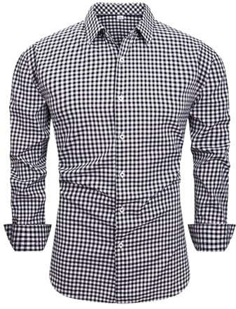 Generiska kostymskjortor för män, basic, andas, rutig skjorta, normal passform, ståkrage, traditionell skjorta, 4XL, bomull, rutig skjorta, traditionell skjorta, traditionell skjorta, enfärgad smal