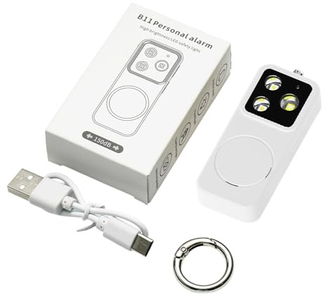 JIEBWCHA Alarmas Personales para Mujeres | Con Luces LED Recargable 150 dB,Dispositivos Inteligentes De Protección Personal - Para La Seguridad En La Universidad, Viajes Diarios, Mujeres, Niñas, Niños