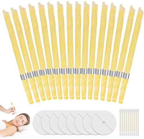 JHAZUN 10Pcs Velas Para Limpiar Los Oidos,Limpiador de Oidos Cera Para Limpieza Y Eliminar El Cerumen,Velas Cónicas Para Relajación Limpieza
