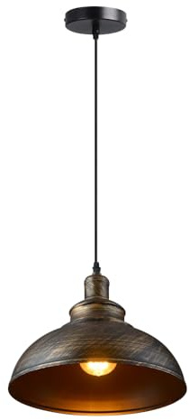 HUAYUSEDF Pendellampa i amerikansk industristil, E26-ljuskälla metall, hängande lampa, höjdjusterbar ljuskrona med ett huvud, for restaurang, sovrum, vardagsrumsdekoration, ljusarmaturer