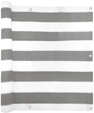 jarolift Balkonbespannung Basic, Balkon Sichtschutz Windschutz Sonnenschutz Balkon-Verkleidung, Atmungsaktiv, 300 x 75 cm Grau/Weiß