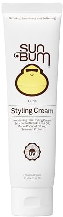 Sun Bum Curls & Waves Styling Cream - Hydrating Curl Defining Cream for Wavy or Tight Curly Hair - Light Touchable Hold - 5 Fluid Ounce