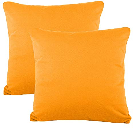 CelinaTex BeNature Kissenbezug Doppelpack 80 x 80 cm orange Baumwolle Kopfkissen Bezug Jersey