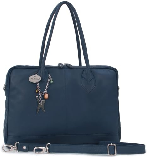 Catwalk Collection Handbags - Grande Borsa Tote Pelle - Borsa a Spalla da Lavoro - Cartella Ufficio Donna - Tracolla Removibile - Grosvenor - Blu