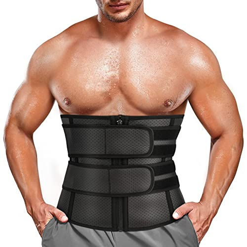 Chumian Ceinture de Sudation Homme Amincissante Ceinture Abdominale Néoprène Corset Minceur Ventre Plat Fitness Sport (L, Noir)