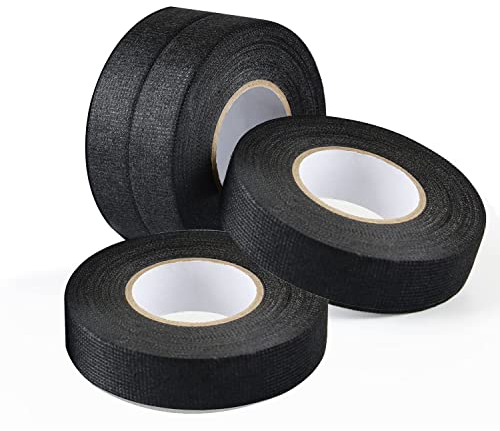 ZDYFC Gewebeband Schwarz 4 Rollen Isolierband Industrie Kabelbaum Klebeband Elektriker Hitzebeständige Isolierung für Auto Kabel 19mm x 15m