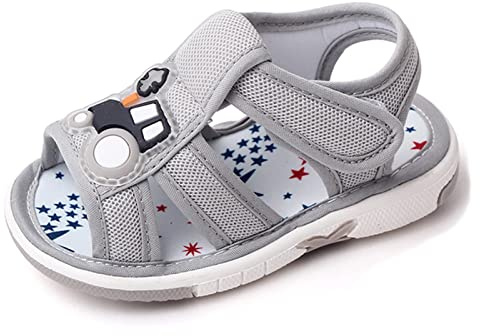 OAISNIT Baby Boy Girl Summer Sandals Infant Squeaky Shoes Lightwight Non-Slip Toddler First Walkers(18-24 Months, B-Grey)