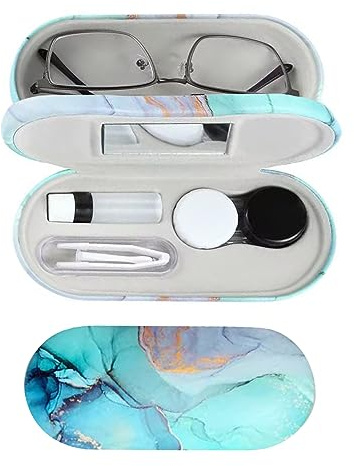MUDOR 2 in 1 Glasses and Contact Lens Case, Double Sided Design,Green