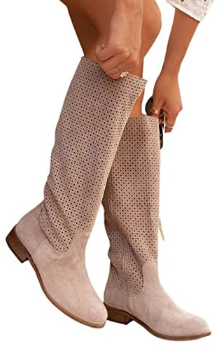 Briskorry Bottines/chaussures de transition, basses, classiques, mi-hautes, à enfiler, en daim, bout pointu, avec fermeture Éclair, pour femme, kaki, 41 EU