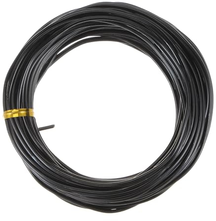 sourcing map Bonsái Entrenamiento Alambre 2mm Total 20mm 66 Pies Anodizado Aluminio Alambre Corrosión Resistente para Plantas Bonsai Árboles Moldear Doblar Interior, Negro