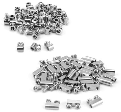 Drahtseilklemmen, JANDH 60 Stück Seilklemme, Zwei Arten von Metallseilklemmen, Silberne Drahtseil-selbstsichernde Schnalle, geeignet für Drahtseile und Kabel mit einem Durchmesser von 1–2 mm