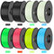 TECBEARS PETG Leuchtet Filament bundle 1.75 mm, Glow in The Dark Grün, Blau, Gelb, Rot, Schwarz PETG 3D Drucker Filament, 8 Spulen 2 kg, 250 g pro Spule, Stärker Zähigkeit, Maßgenauigkeit +/- 0,02 mm