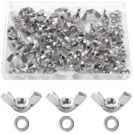 Lyeteung 50 Stücke M3 Flügelmutter, Edelstahl Wing Nut, Metrische Flügelmutter, mit 50 Stücke Unterlegscheiben, für Heimwerker DIY Tools, Elektronische Geräte Hardware