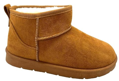 sole london LADIES WOMENS FLAT ANKLE WARM FAUX FUR LINED WINTER SNUGGSLIP ON SHOES BOOTS