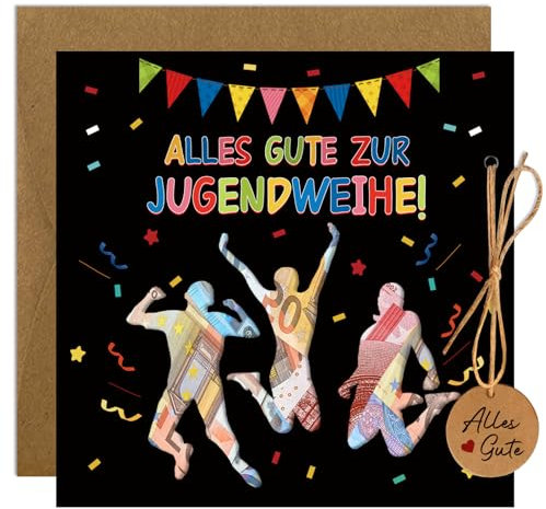Luckeey Geldgeschenk Jugendweihe, Alles Gute zur Jugendweihe Karte Mit Umschlag, Geschenke für Mädchen und Jungen