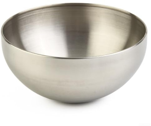 Zilimontt Cuencos de acero inoxidable, cuencos ligeros de 12 cm, 15 cm, 20 cm, cuencos de ensalada, cuencos de metal de doble pared para servir salsas, arroz, fideos, helado (15 cm plateado)