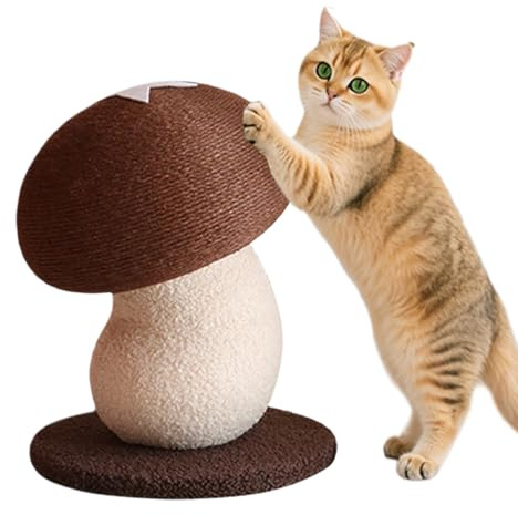Design champignon - Colonnes à gratter en sisal pour chats - Protection de meubles - Jouet interactif pour appartement, chambre à coucher, salon, aire de jeux, entraînement comportemental