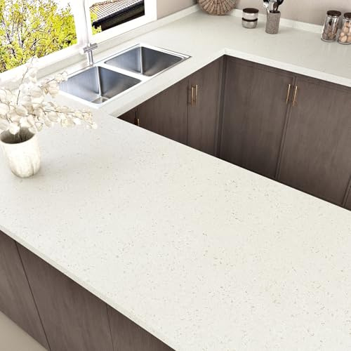 HotDecor köksfolie självhäftande beige granittapeter självhäftande film marmor för bänkskiva kök tvättbar tapet beige möbelfolie marmor folie självhäftande tapet badrum vattentät 60 x 300 cm
