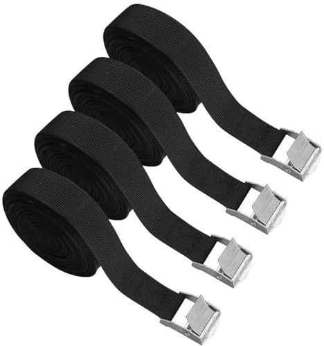 4 Pcs Tie Down Straps, 5m x 25mm Heavy Duty Cargo Retaining Belts Ratchet Straps for Trucks, Motorcycles, Trailers, Luggage