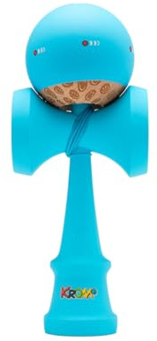 KROM Kendama KOLOR Bleu – Kendama avec revêtement en Caoutchouc, Forme 2GOOD, Ken érable et tama de hêtre