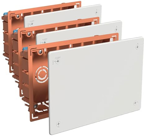 FAMATEL - Caja empotrar | Tapa con tornillos | Sin conos | 205x130x45 | Naranja (Paquete de 3)