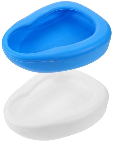 FRCOLOR Orinal de Plástico Grueso para Personas Mayores Diseño Reforzado y Borde Ancho, Paquete de 2 Piezas para Uso en Baño y Cuidado Hogar