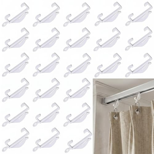 LOMUHM 50 Pcs Plastic Curtain Hooks, Smooth Sliding Curtain Gliders, Tool Free Installation Replacement Fittings for Window Shower Door Curtain, home and garden