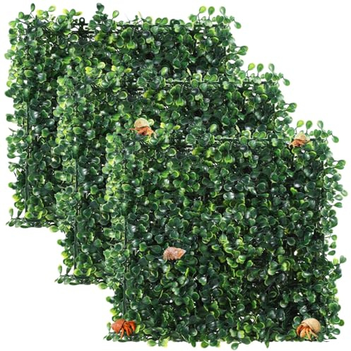 yeeplant 3 st fuskgräsmattor, Eremitkrabba klätterväggar, plastgräsmattor, väggpaneler med konstgräs, konstgjorda dolda leksaker för reptiler husdjur, akvarieväggdekor för inomhusbruk utomhus