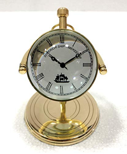 Marine Nautical Store Horloge de bureau en laiton brillant avec globe mobile