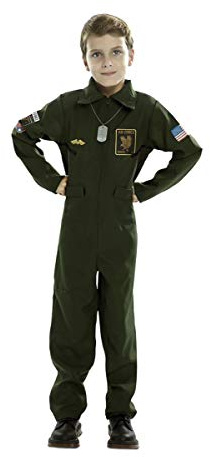 Generique - Déguisement pilote d'avion de chasse enfant - Vert - 5 à 6 ans (105-121 cm)