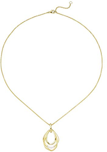 Jobo Damen-Halskette mit Anhänger aus 925 Sterling Silber vergoldet mit 5 Zirkonia 45 cm