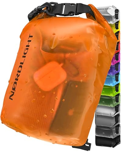 Nordlight Dry Bag och vattentät väska - (2L, Orange) Vattentät packväska med rullstängning och axelrem | Simning, strand, kanotpaddling, stå upp paddling, dykning
