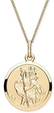 Old English Jewellers 9ct Yellow Gold on Silver ST CHRISTOPHER Pendant - 16 18 20 inch Chain Option (20)