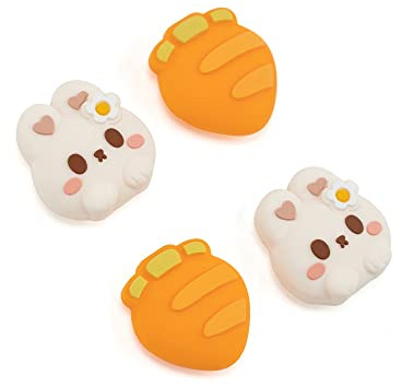 GeekShare Cute Silicone Joycon Thumb Grip Caps, Joystick Cover Compatible with Switch/OLED/Switch Lite, 4PCS - Rabbit & Carrot